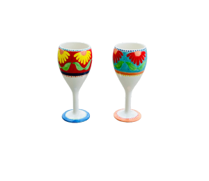 Natomas Floral Wine Glass Set