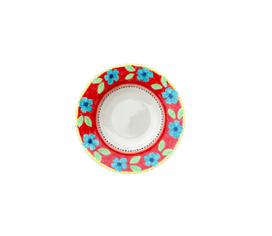 Natomas Floral Red Rimmed Bowl