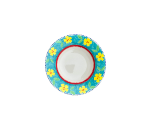 Natomas Floral Blue Rimmed Bowl
